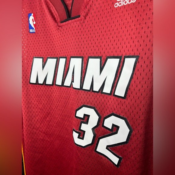 Miami Heat NBA Jersey Adidas #32 Shaq Shaquille ONeal Basketball Red Size Large - Picture 10 of 10